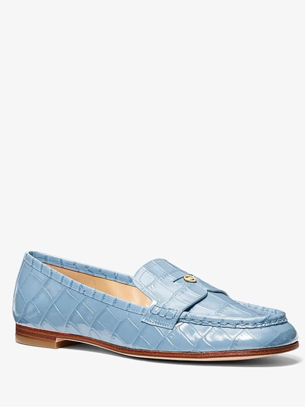 MICHAEL MICHAEL KORS Blue Chambray Jennings Crocodile Embossed Leather Loafer